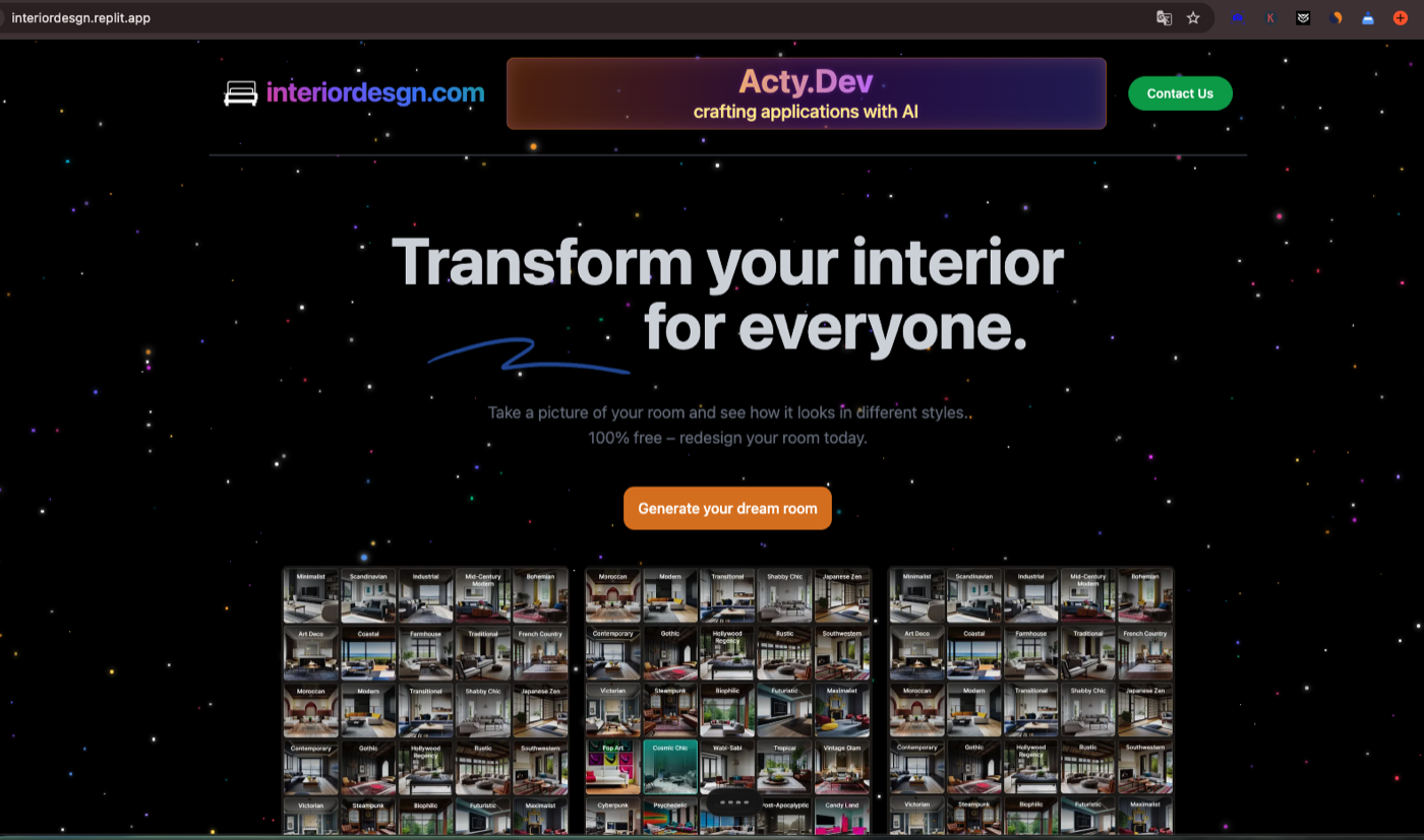 AI Room Design Interface Prototype — deployed application screenshot