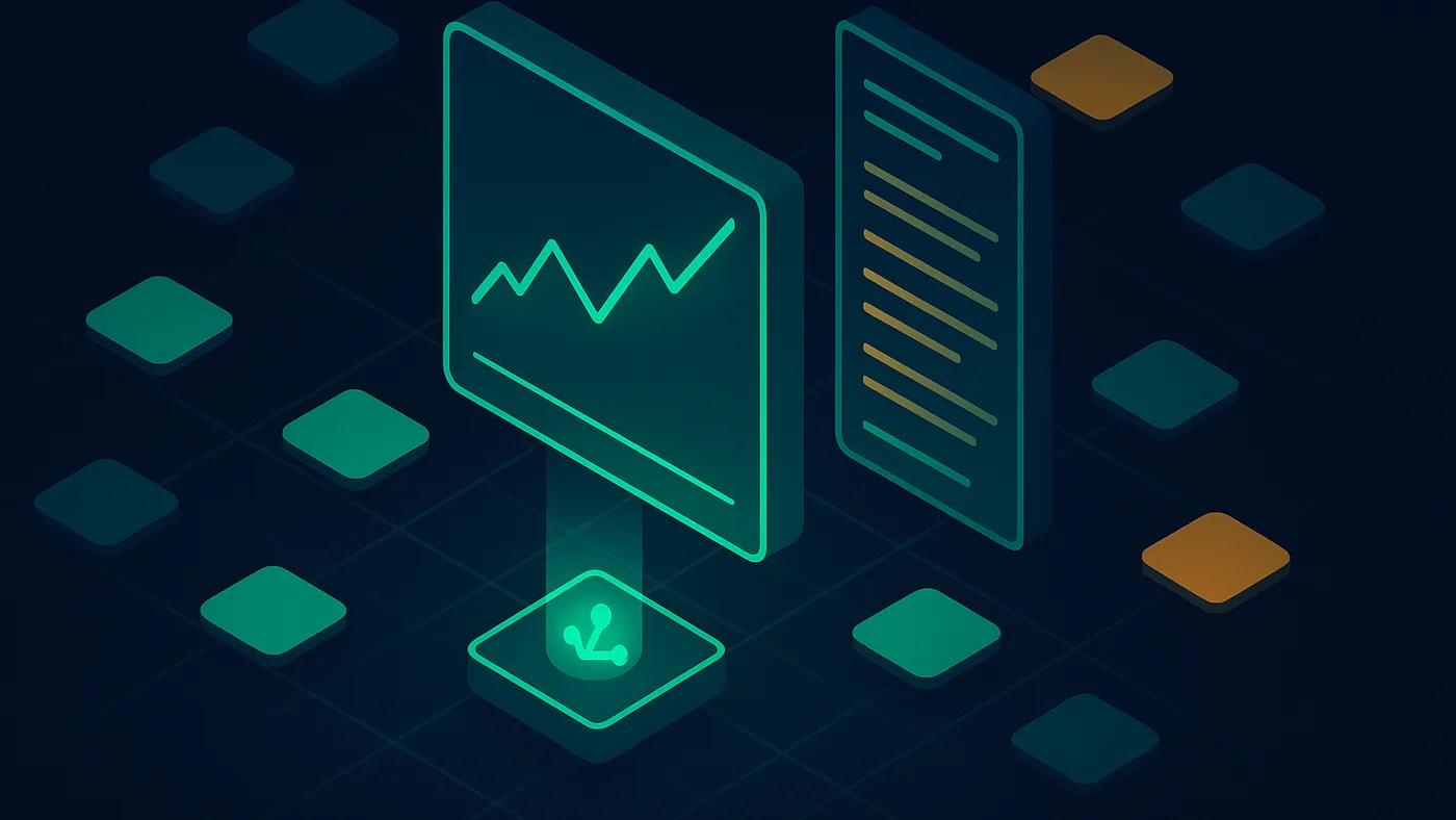 Prediction-market analytics proof visual with event cards, a market price-history chart, a news panel, and an AI analysis tray
